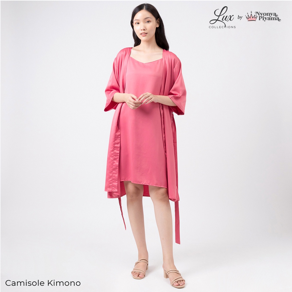 Lux Nyonya Piyama Maxmara Set Piyama (Morganite)-Camisole Kimono
