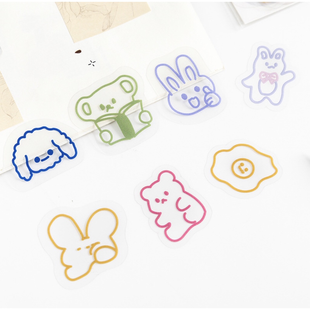 

Korean INS Cartoon Sticker 40Pcs Candy Color Stickers Scrapbooking Journal Diary Phone Decor