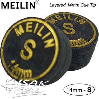 Meilin Black Cue Tip - 14mm S Soft Layer Kepala Stick Billiard Lapis Biliar Pool
