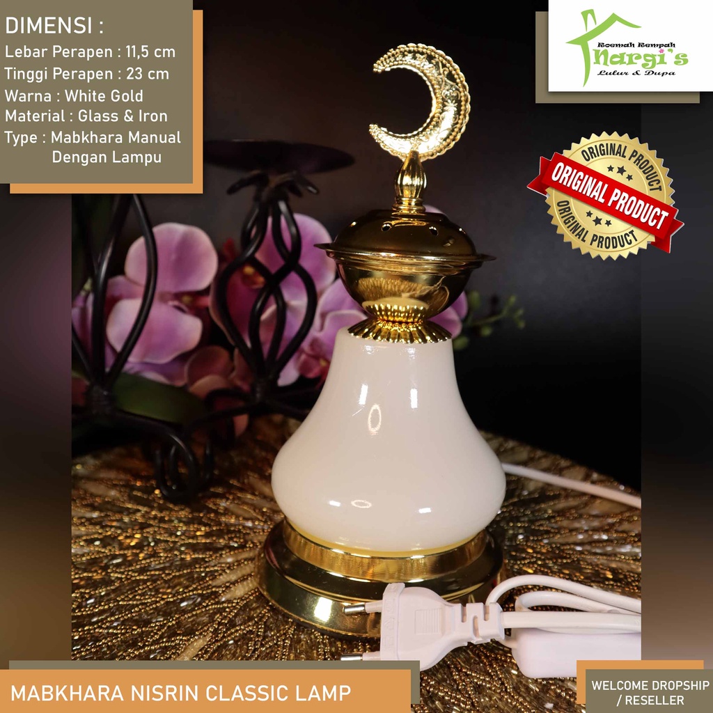 Mabkhara Dupa /Tempat Dupa Lampu Tidur/Glass Luxury/Classy/Prapen