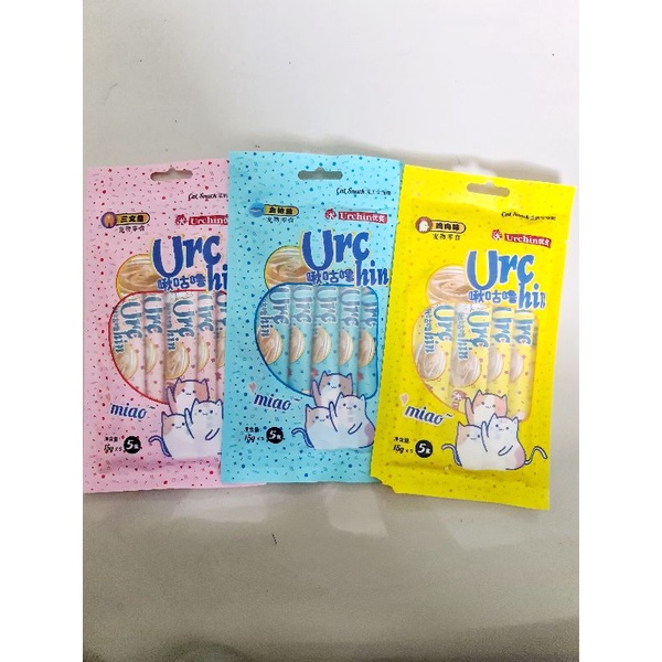 Snack Makanan Kucing Urchin Creamy satu pak isi  5 x 15 gram bukan yang isi 4