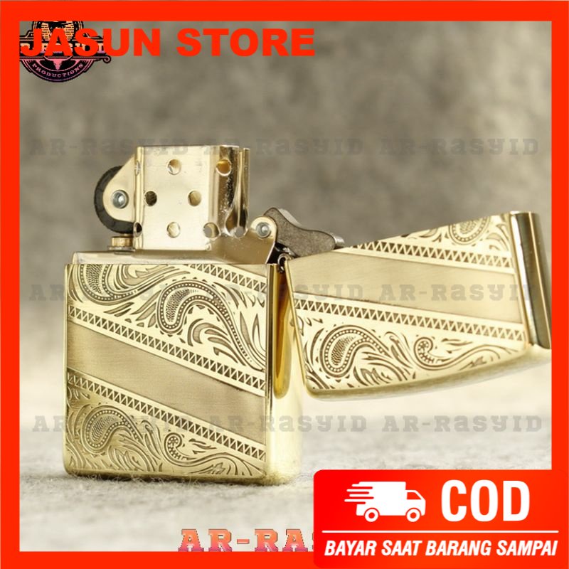 BISA COD! Korek Api Minyak Zippo Motif Ukir Batik 240B