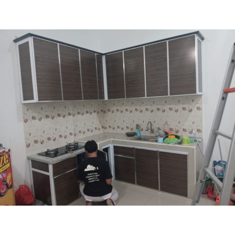 kitchen set murah bahan aluminium anti rayap dan cropos