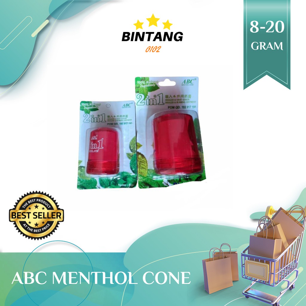 SALE - ABC Menthol Cone inhaler 8gr / 20gr