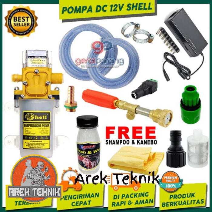 MESIN POMPA AIR WATER MPA115 PAKET LENGKAP DC 12 VOLT SHELL HIGH PRESSURE