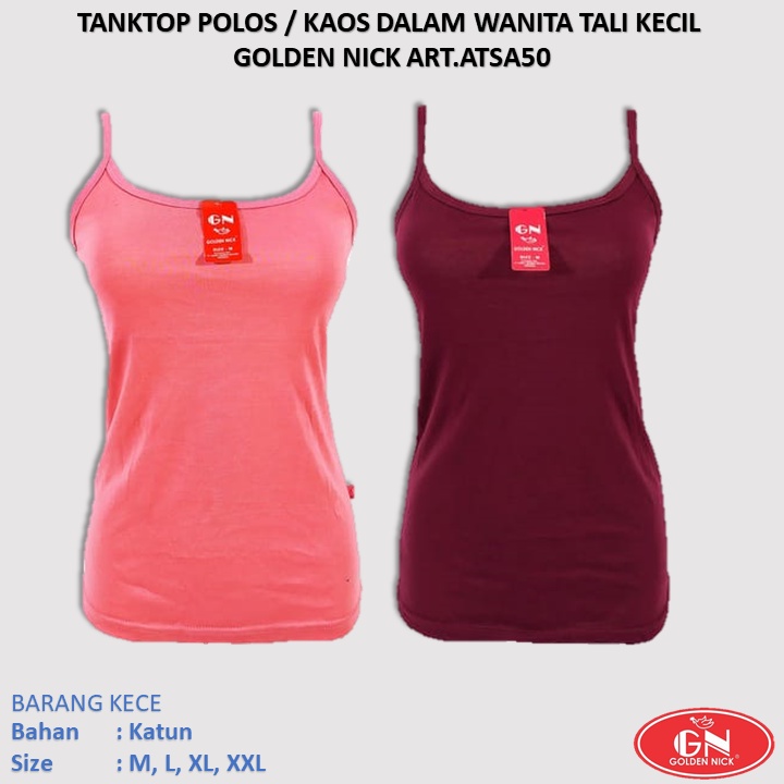 Tanktop / Tangtop Tali Kecil Polos Cewek Wanita Perempuan Bahan Katun Golden Nick art. ATSA50 - COD Barang Kece-5