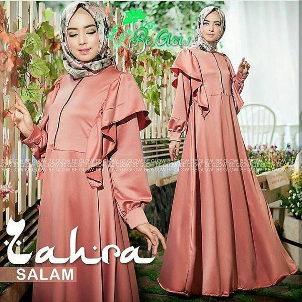 Baju Original ZH ZAHRA Maxi Dress Muslim Modern Panjang Hijab Fashion Perempuan Casual Gamis Trend
