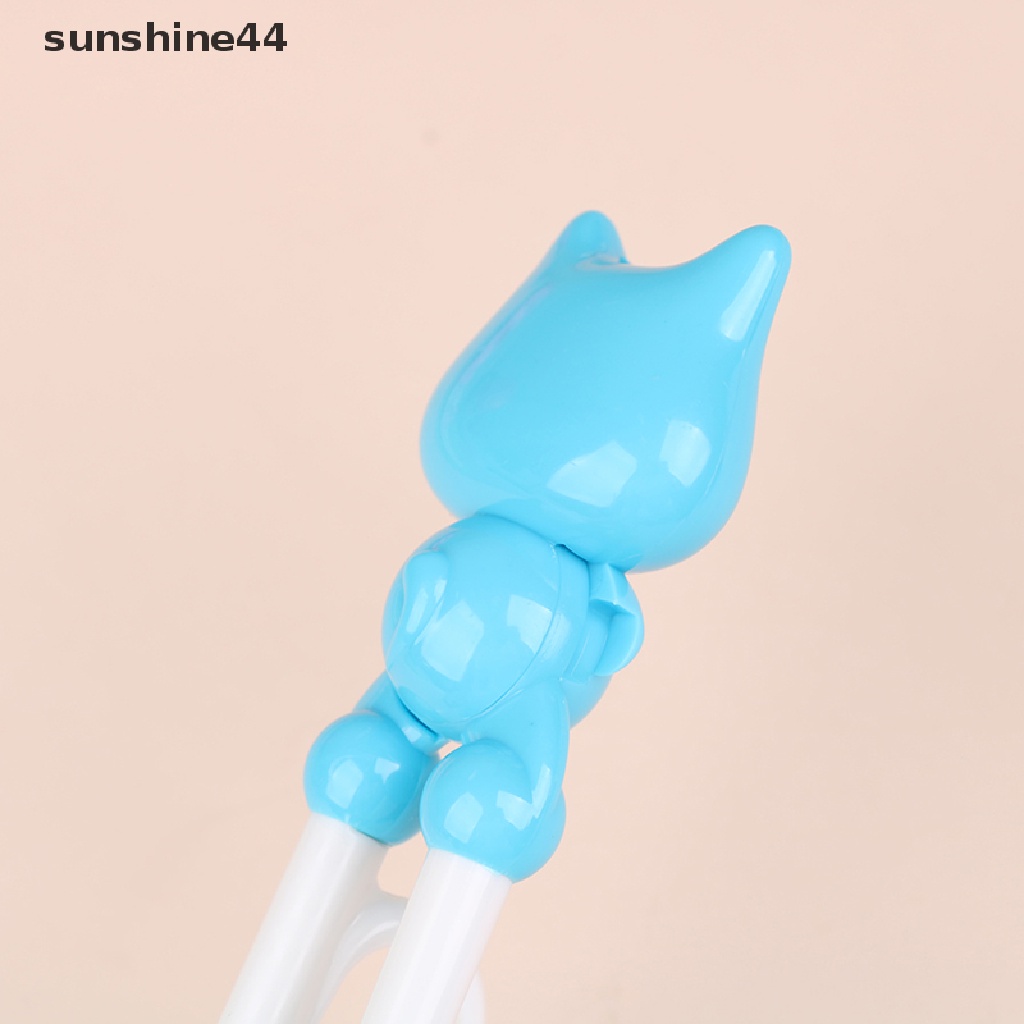 Sunshine 1 Pasang Sumpit Plastik Motif Kartun Untuk Anak Belajar