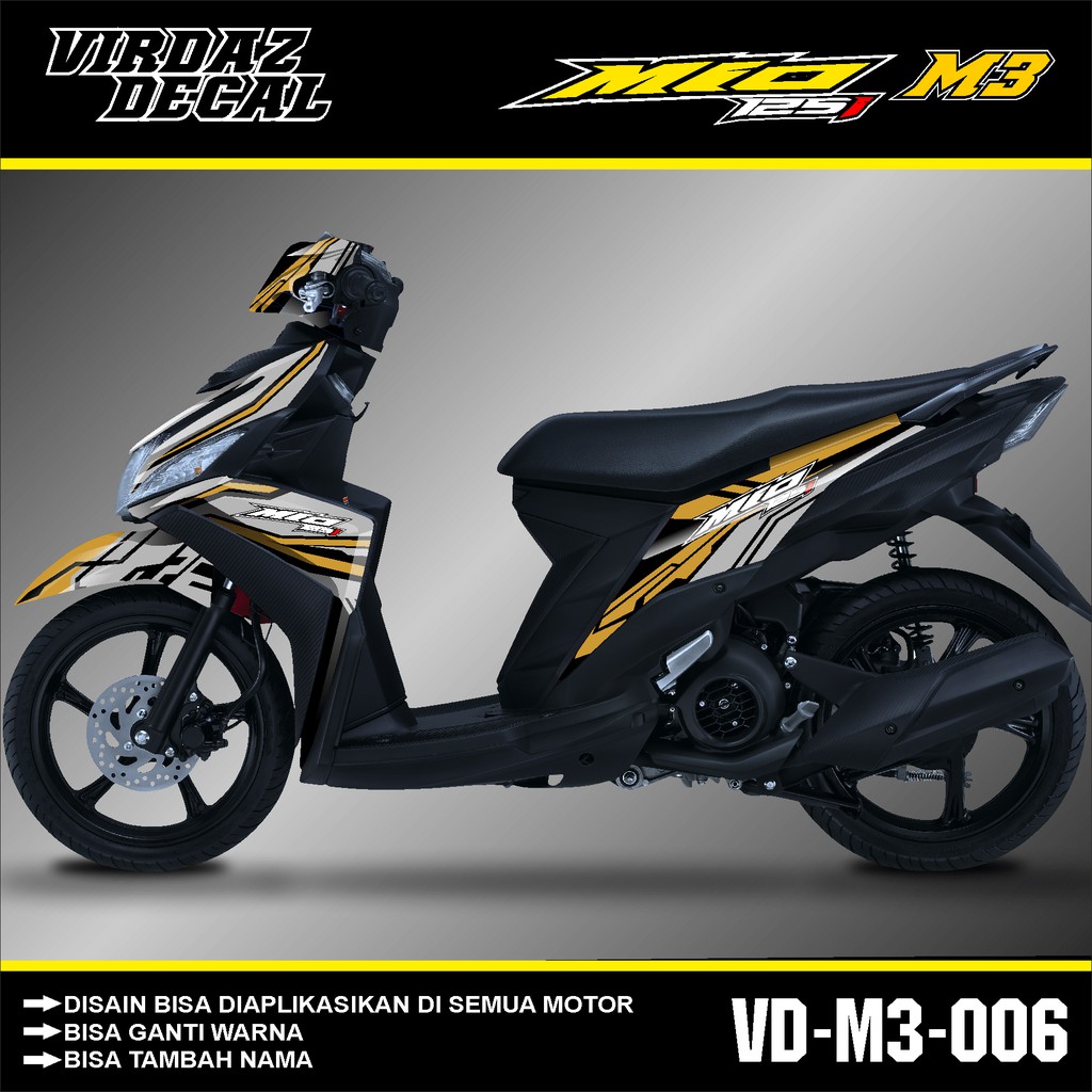 Jual Decal Sticker Yamaha Mio M3 Motif MINIMALIS Hijau Merah Kuning Putih Full Body Dekal Stiker VD 006 Indonesia Shopee Indonesia