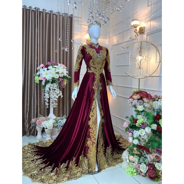 TERBARU GAUN PENGANTIN BLUDRU EKOR BATIK /BAJU PENGANTIN SOLO PUTRI  /GAUN PAYET FULL PAYET/MANTEN