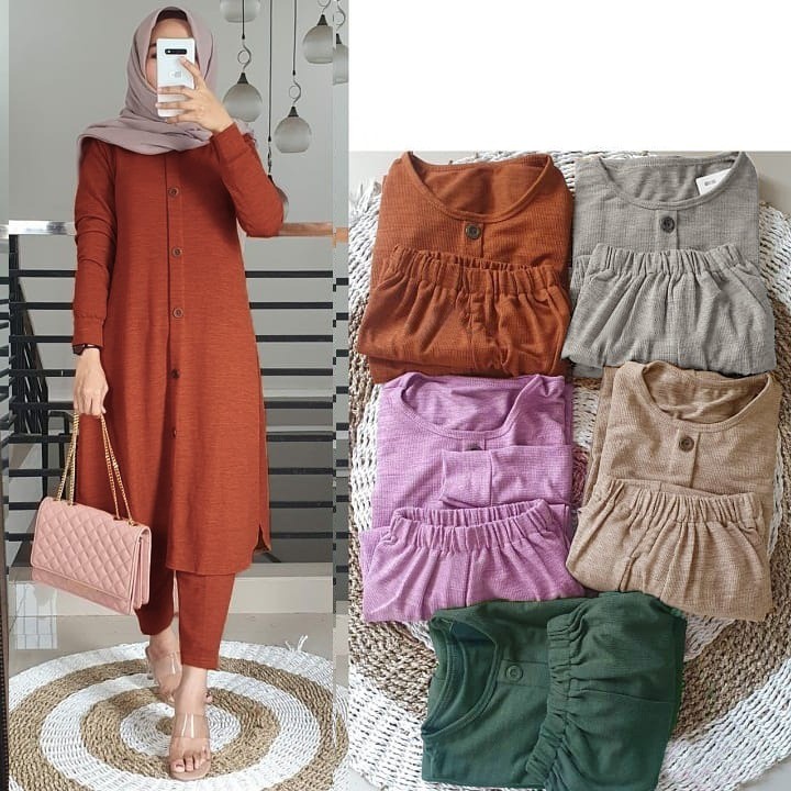 SETELAN SET ALEA SIMPLE 04 / PAKAIAN LONG TUNIK WANITA