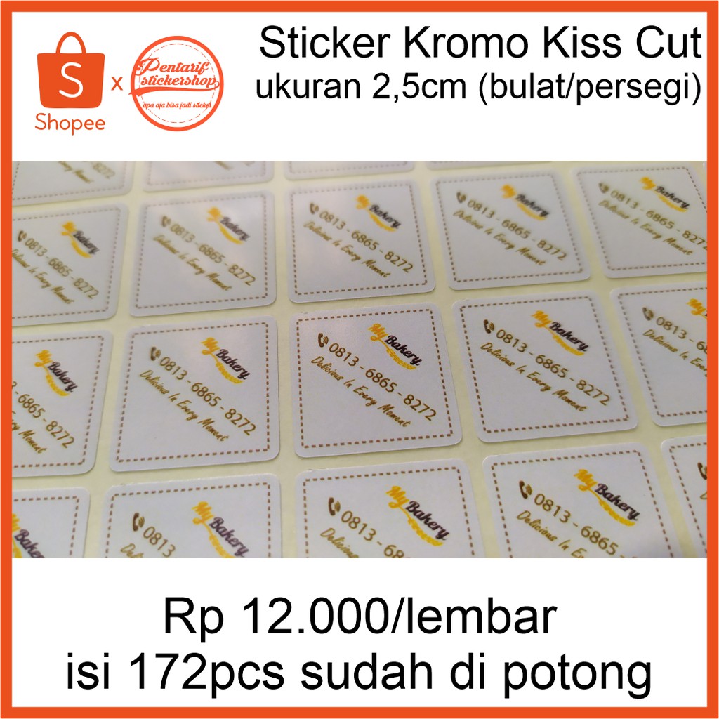 

Sticker Kromo Kiss Cut ukuran 2,5cm (bulat/persegi)
