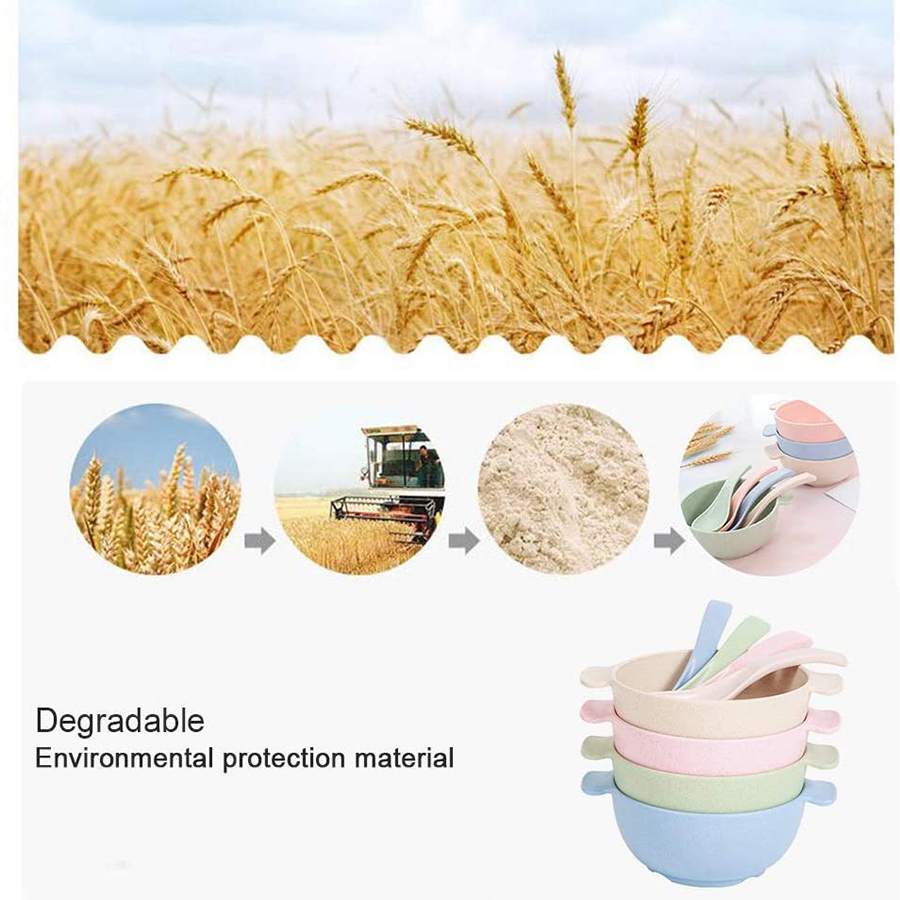 2pcs Baby Feeding Tableware Set / Eco-Friendly Wheat Straw Plate Dish Dinnerware /Training Feeding Safe Tableware Set For Baby Kids /  Kitchen Useful Tableware