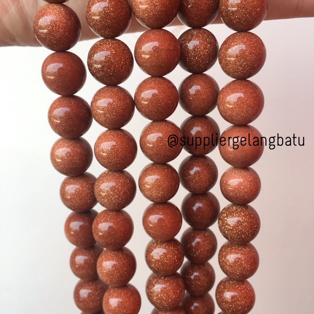 brown gold sand stone batu pasir emas coklat aksesoris manik 12mm bahan beading craft kerajinan DIY