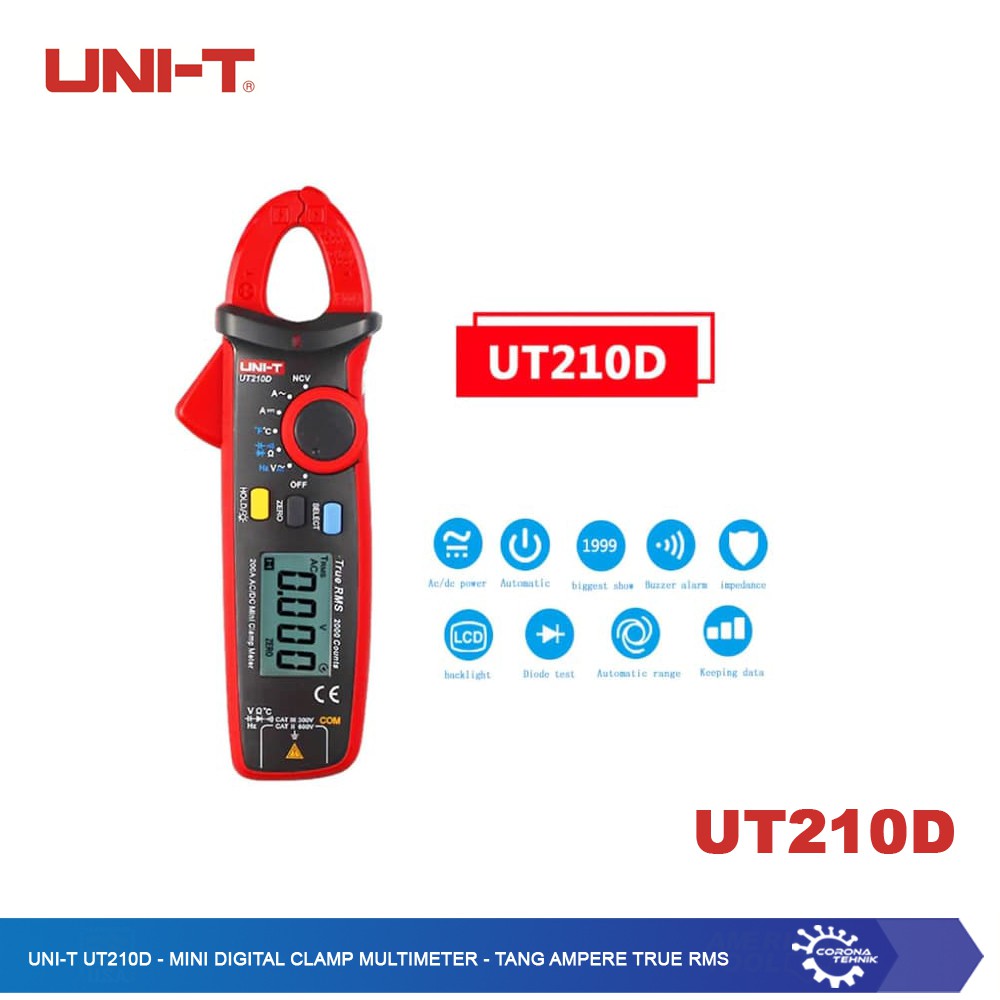 UNI-T UT210D - Mini Digital Clamp Multimeter - Tang Ampere TRUE RMS