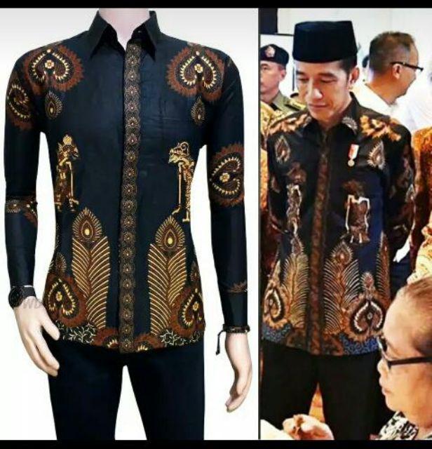 Kemeja Batik Motif Kubis Hitam Baju Seragam Kantor Alkhalis