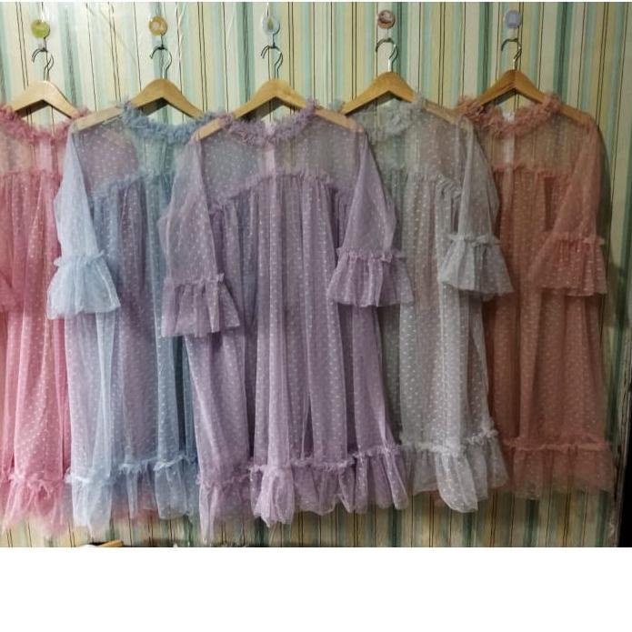 NEW PRODUCT  9.9 ELMIRA - Outer Tile Tunik Brukat Polkadot//tile import [KODE 164]