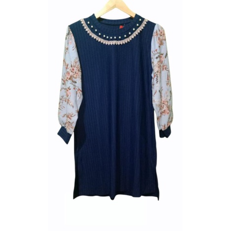 TUNIK MUTIARA RAJUT NAVY