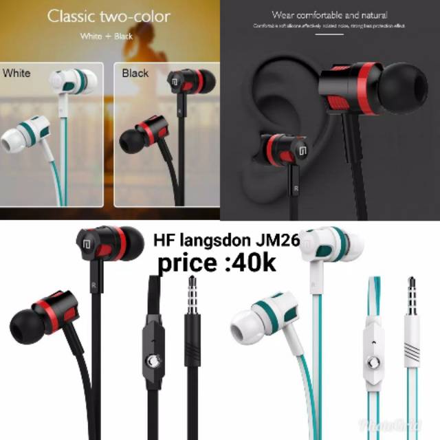 Handsfree langsdom JM26 HiFi dengan kabel jack 3.5mm