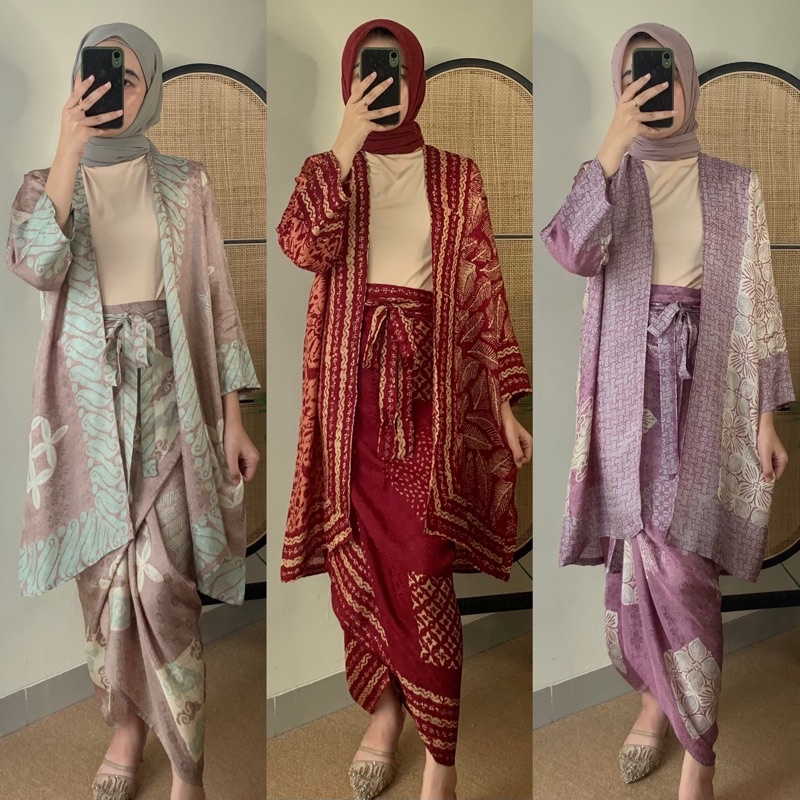 Setelan Baju Batik Wanita Rok Lilit Atasan Batik Kondangan Perempuan Jumbo Modern Viscose Kekinian