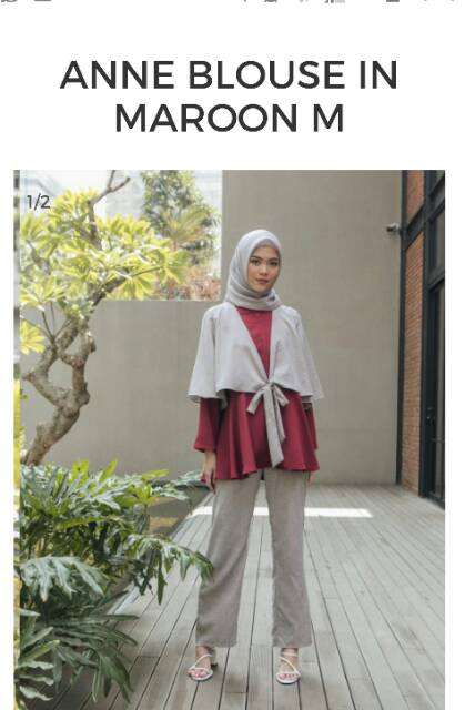 [Freebooked] Anne Blouse in Maroon M by Wearing Klamby WK