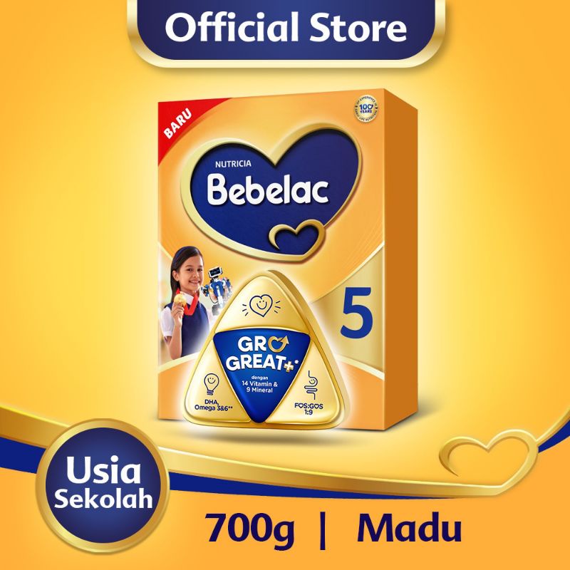 bebelac 5 honey pockey susu pertumbuhan bubuk 700gram