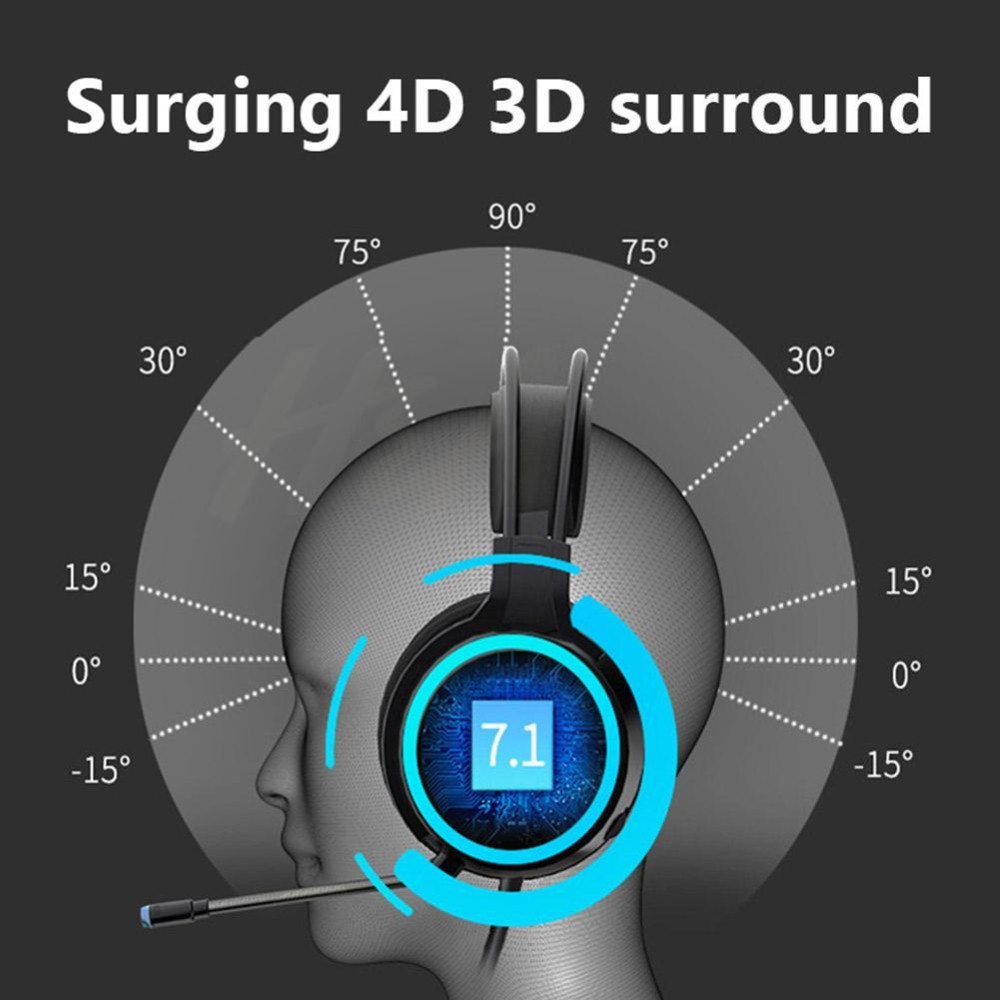 Headset Gaming Kabel Stereo 3D Dengan Mic + Lampu Rgb Warna-Warni Untuk PC / Laptop