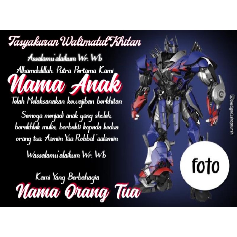 

KARAKTER TRANSFORMER - STIKER NASI BOX AQIQAH / KHITANAN