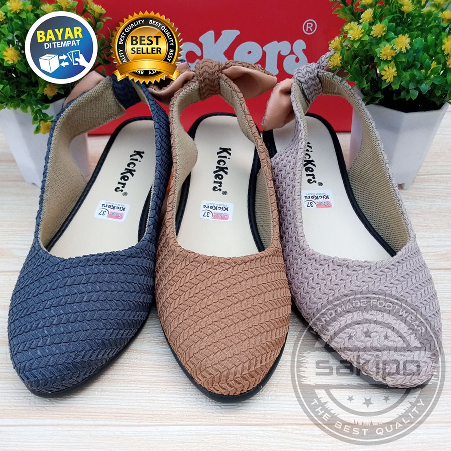 PROMO 1.1 SEPATU WANITA DEWASA BALET SLOP RAJUT PITA BELAKANG / SEPATU TRENDI SEKOLAH DAN KERJA / SAKIPO