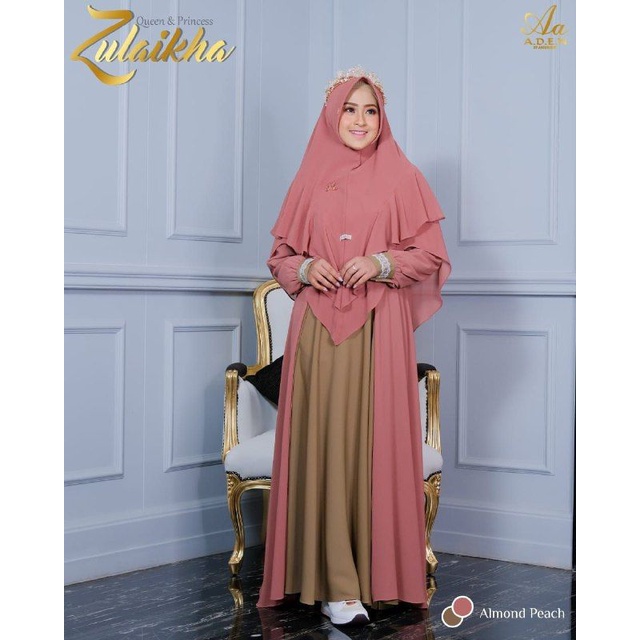 ADEN Zulaikha Almond Peach Set Khimar