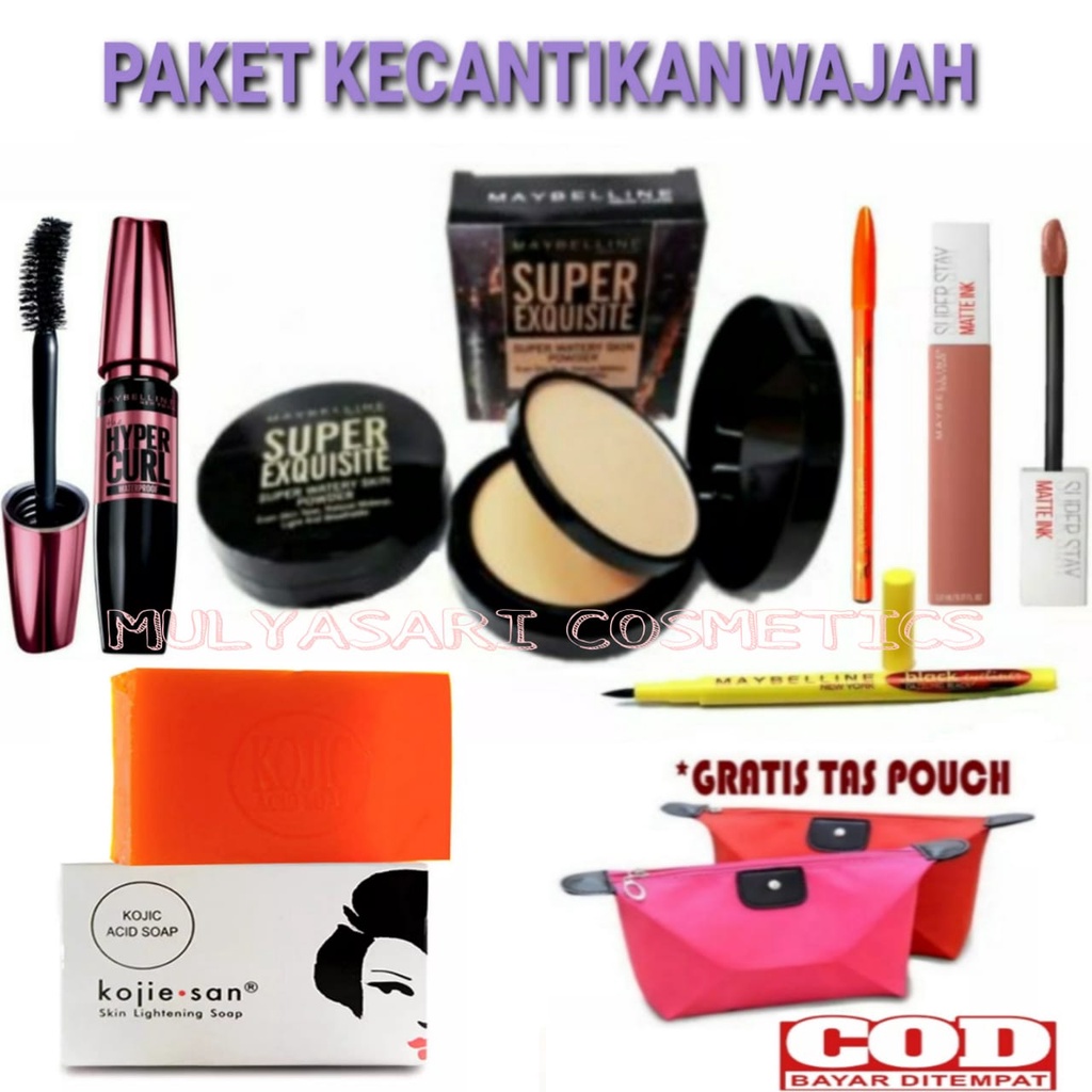 Paket Kecantikan Wajah Sabun Kojie San- Paket 5 in 1 Paket Makeup Maybellin