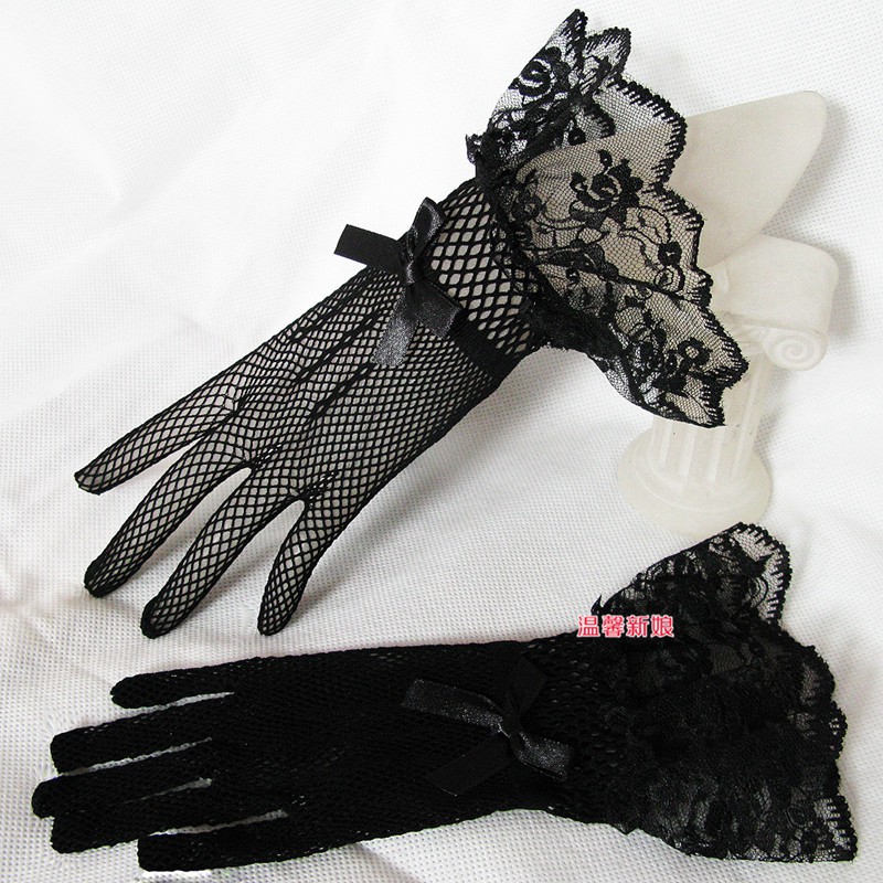 WGL-10 premium sarung tangan pengantin wanita wedding gloves pesta net pita