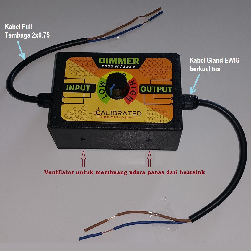 Dimmer AC 2000w Pengatur Kecepatan Gerinda Dinamo Listrik Pompa Air Kipas Angin Dimer Peredup Lampu