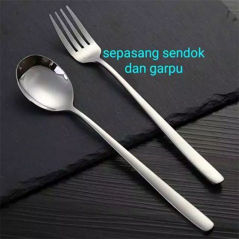 set sendok garpu korea stainless steel gagang panjang set sujeo