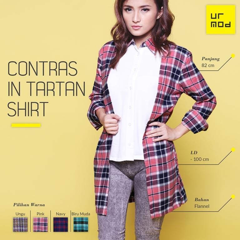 Blouse Wanita - Contras In Tartan Shirt