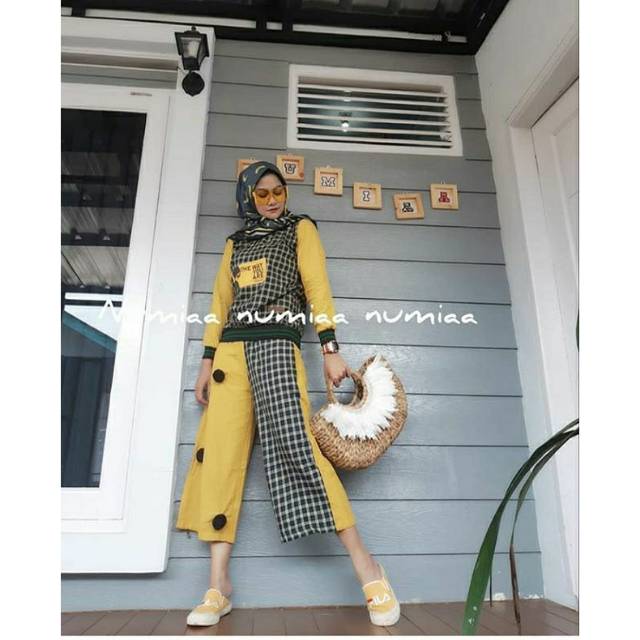 Setelan kulot pompom ori by numiaa