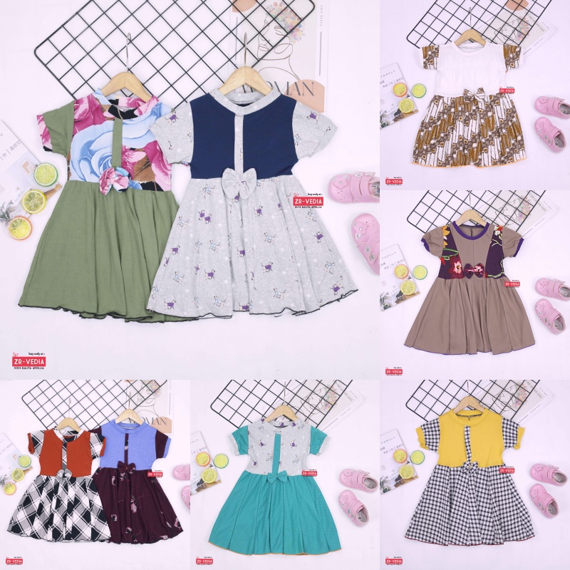 Dress Pita uk Bayi - 6 Tahun / Dres Lengan Murah Baju Anak Perempuan Harian Batik Gaun Pesta