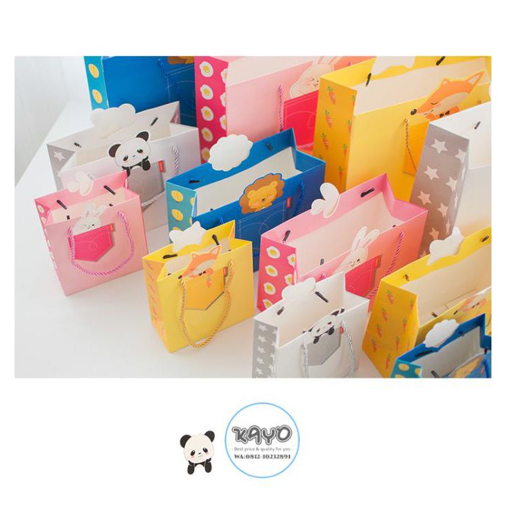 

XL paperbag binatang lucu, paperbag kantong, paperbag bingkisan KADO - Putih