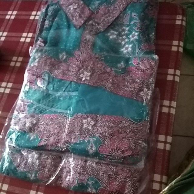 Qnunbatik Batik Keluarga/family Dress Kd Melati Dasar Warna Toska