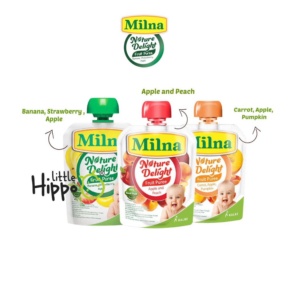 Milna Nature Delight Fruit Puree 80g / Sari buah makanan bayi / Mpasi bayi 1 tahun+