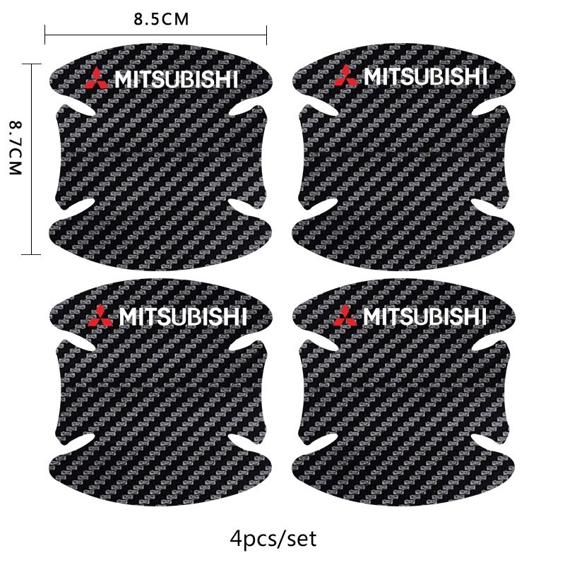 4 / 8pcs Stiker Gagang Mobil Bahan Serat Karbon Untuk Mitsubishi Xpder Attrage Outlander Triton Pajero Lance Adventure