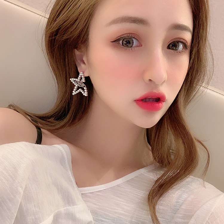 Korea fashion style mutiara anting-anting anting-anting elegan bintang kelas tinggi anting sterling