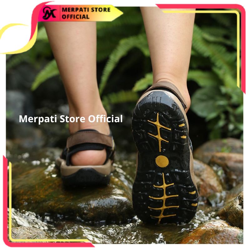 Merpati Store - Sandal Gunung Pria Original Olahraga Outdoor Sendal Kulit Pria Hiking Keren