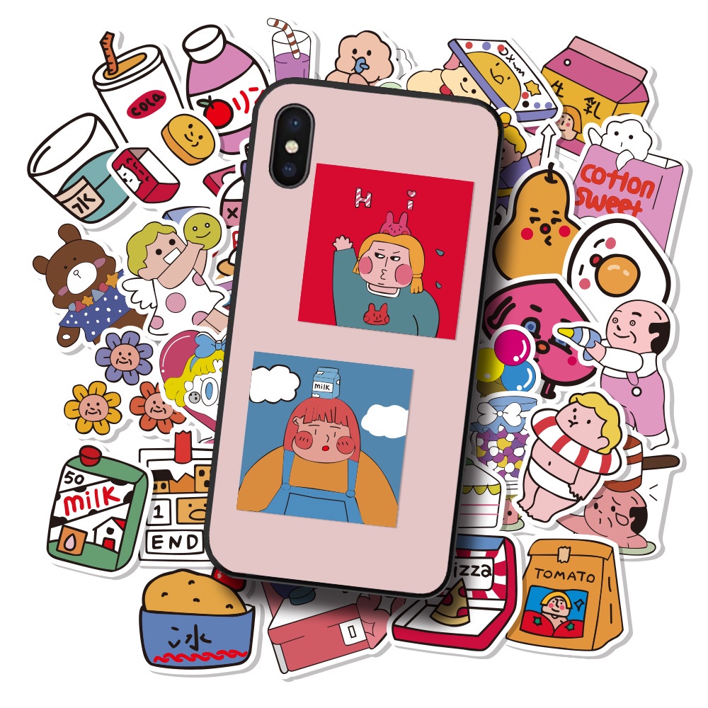 Jepang lucu ins retro stiker kreatif kartun oksigen stiker vacuum cup tangan akun bagasi tangan Buku