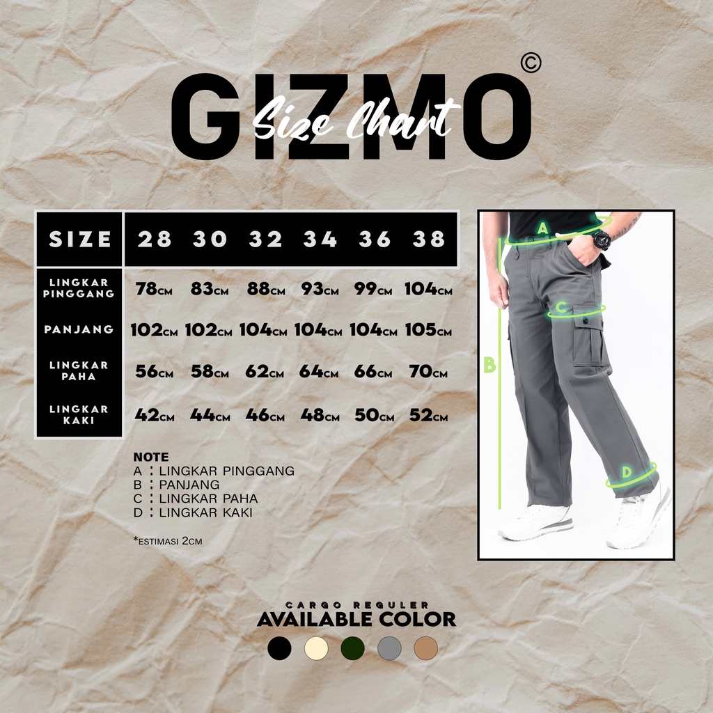 Gizmo Celana Cargo Panjang Reguler Grey