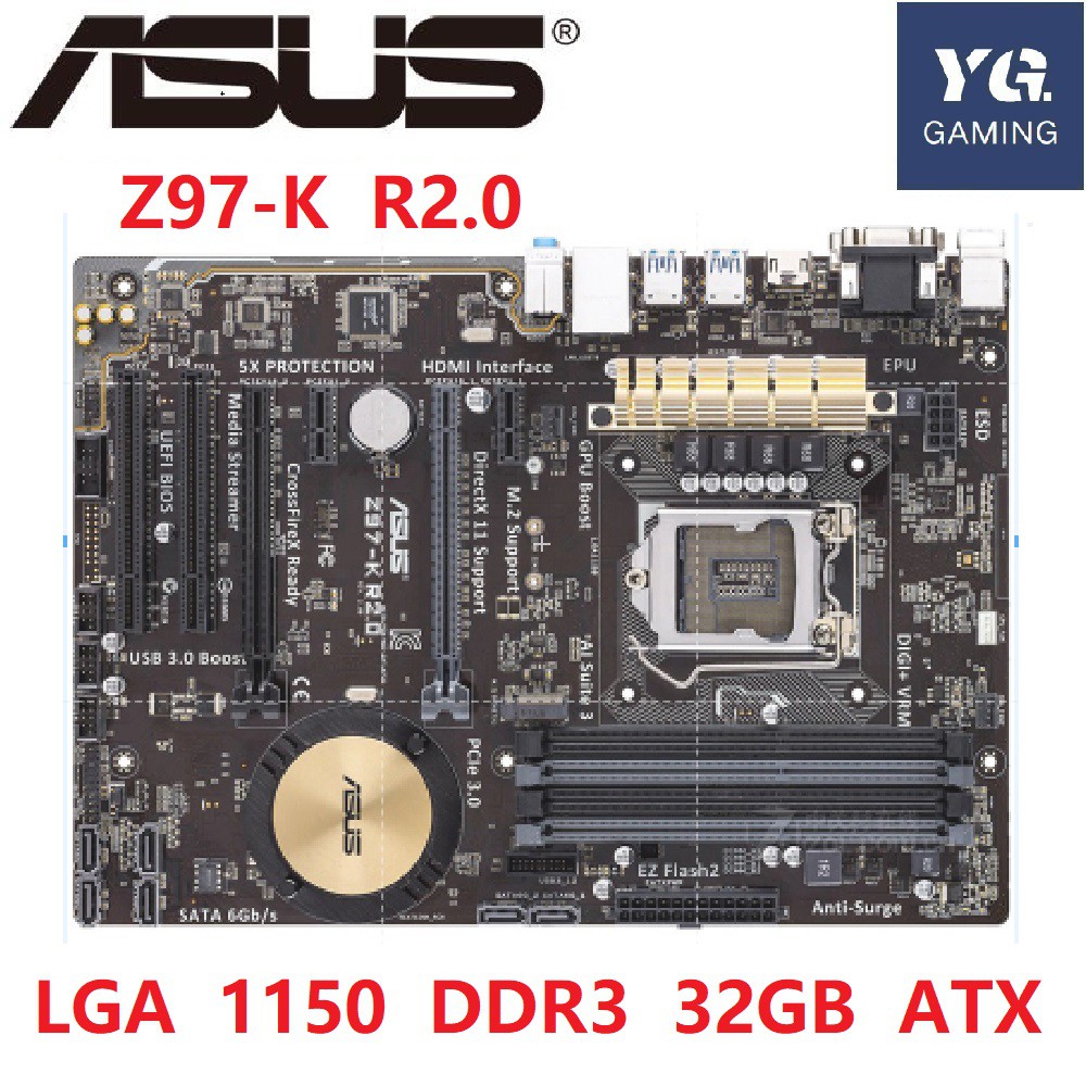 Asus Z97 K R2 0 Motherboard Lga 1150 E1 I7 Ddr3 32g Atx Original Shopee Indonesia