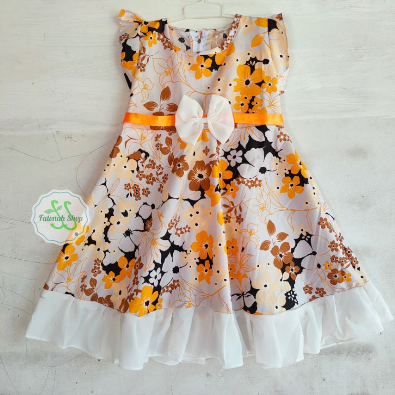 Dress anak 4 5 tahun gaun anak cewek perempuan baju pesta mewah lucu motif bunga ( dress karenai )