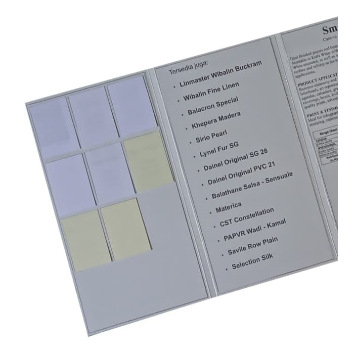 Dijual Kertas Smooth Canova Splendorgel uncoated paper (Sampel/Swatches) Limited