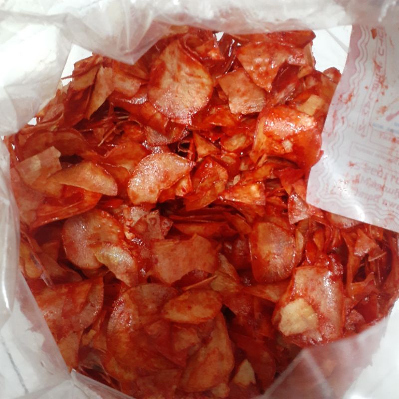 

KERIPIK SINGKONG BALADO LENGKET SAUS PADANG 1KG/SNACK KILOAN