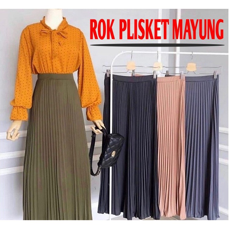 ROK PLISKET 256 MURAH PRISKET PLEATED SALE POLOS REMPEL MUSLIMAH MODELLANO FLARE SKIRT MAYUNG FLOWY